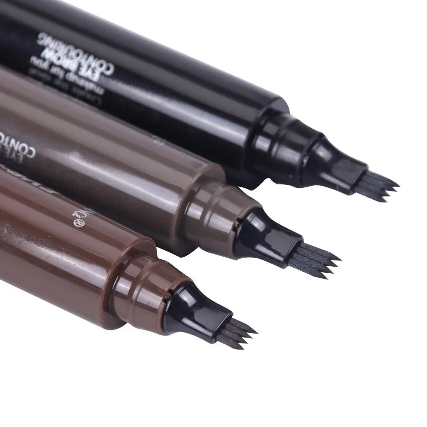 3 Colors Waterproof Eyebrow Pen Long-Lasting Natural Dark Brown Pencil  Perfectly Eyebrows 4 Fork Tip Eyebrow Pen