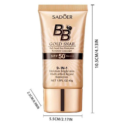 Gold Snail Sunscreen BB Cream Makeup Foundation SPF 50 Sun Block Long Lasting Waterproof Face Whitening Foundation BB Cream