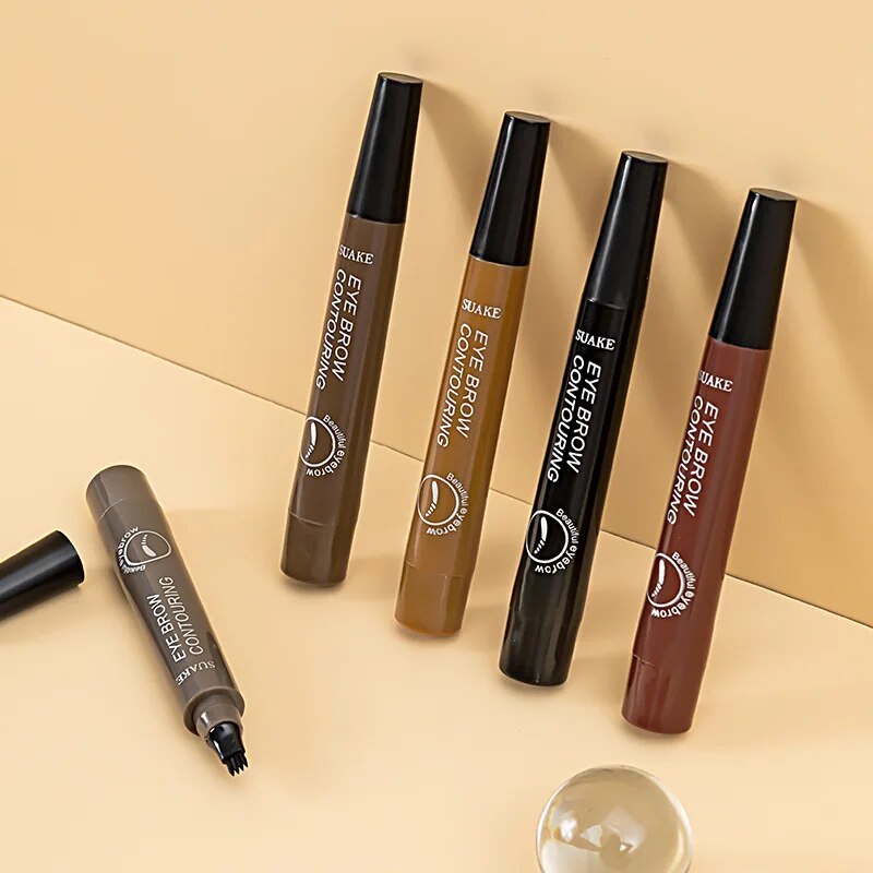 SUAKE Simulation Four Prongs Eyebrow Pencil Waterproof Eyebrow Pen Colorfast Liquid Eyebrow Pencil Like Real Eyebrow