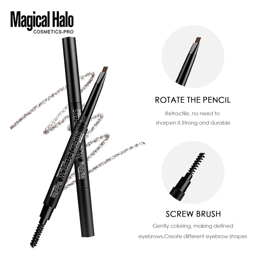 Double Head Black Eyebrow Pencil Ultra Slim Triangle Precise Brow Pen Definer Long Lasting Waterproof Smudge Brow Pencil Tint