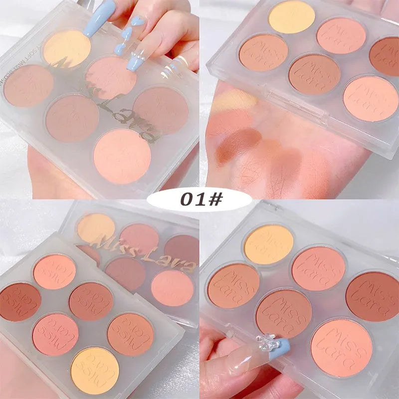 6 Colors Face Blush Palette Makeup Multi-color Pearl Cheek Blush Powder Matte All-in-one Repair Brighten Face Makeup maquillaje