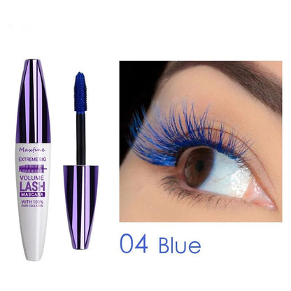 5D New Stereo Mascara Blue Colors Waterproof Long Lasting Curling Silk Fiber Eyelashes Extension Makeup White Eye Lash Cosmetics