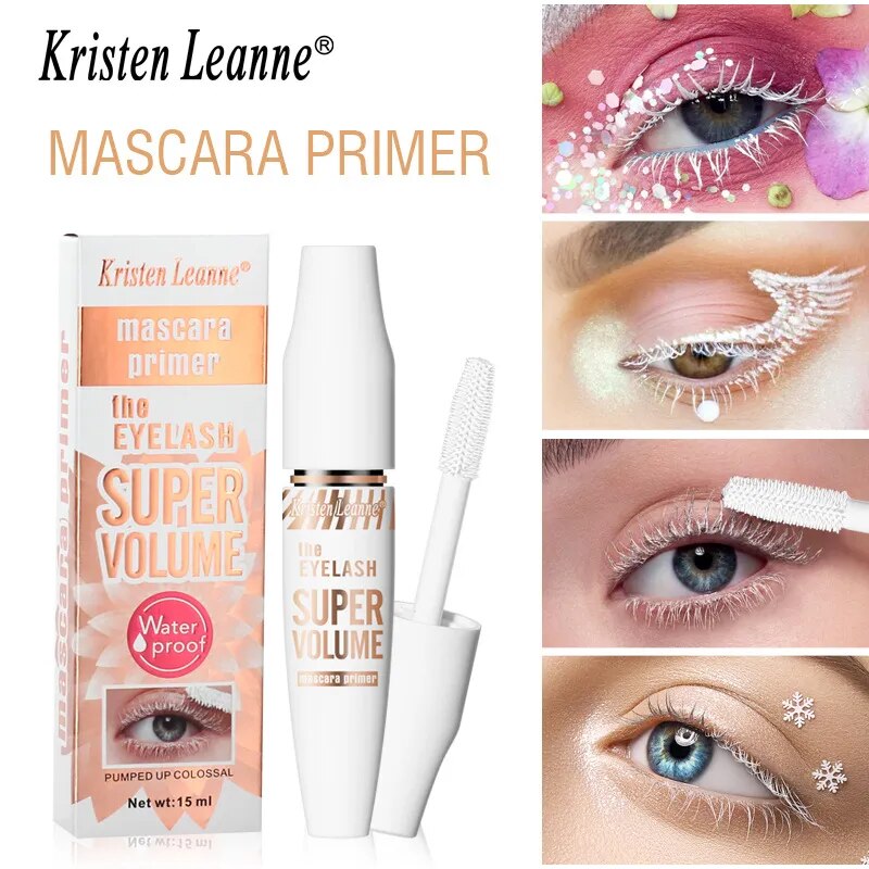 Silk Fiber Mascara Waterproof Fast Dry Eyelashes Lengthening White Clear Mascara Extra Volume Makeup Cosmetic Non Clump Soft