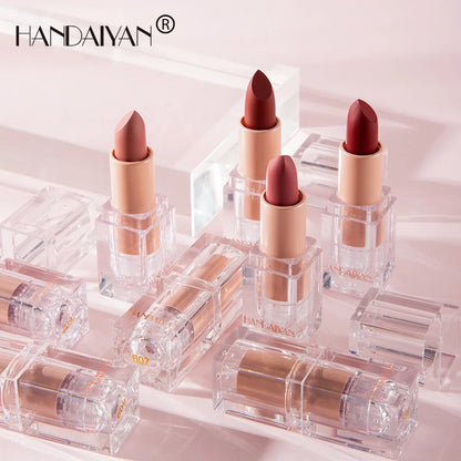 HANDAIYAN Matte Lipstick Waterproof Velvet Lip Stick Long Lasting Brown Burgundy Tint Nude Sexy Lipstic Women Makeup Cosmetics