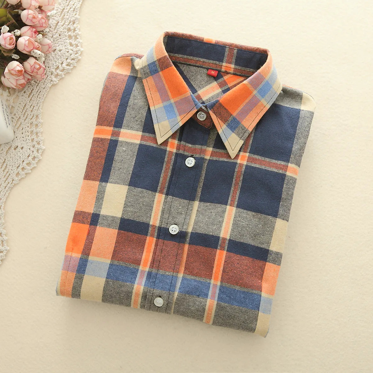 New Autumn Fashion Ladies Long Sleeve Casual Cotton Slim Plaid Shirt Women Tops And Blouses Clothing Outerwear