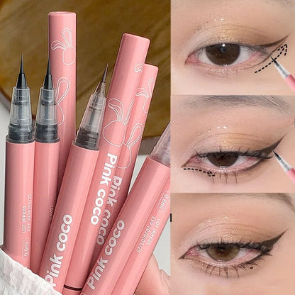 Non Smudging Liquid Eyeliner Waterproof Lasting Ultra Thin Silky Lying Silkworm Pen Matte Black Brown Pink Eye Liner Eyes Makeup