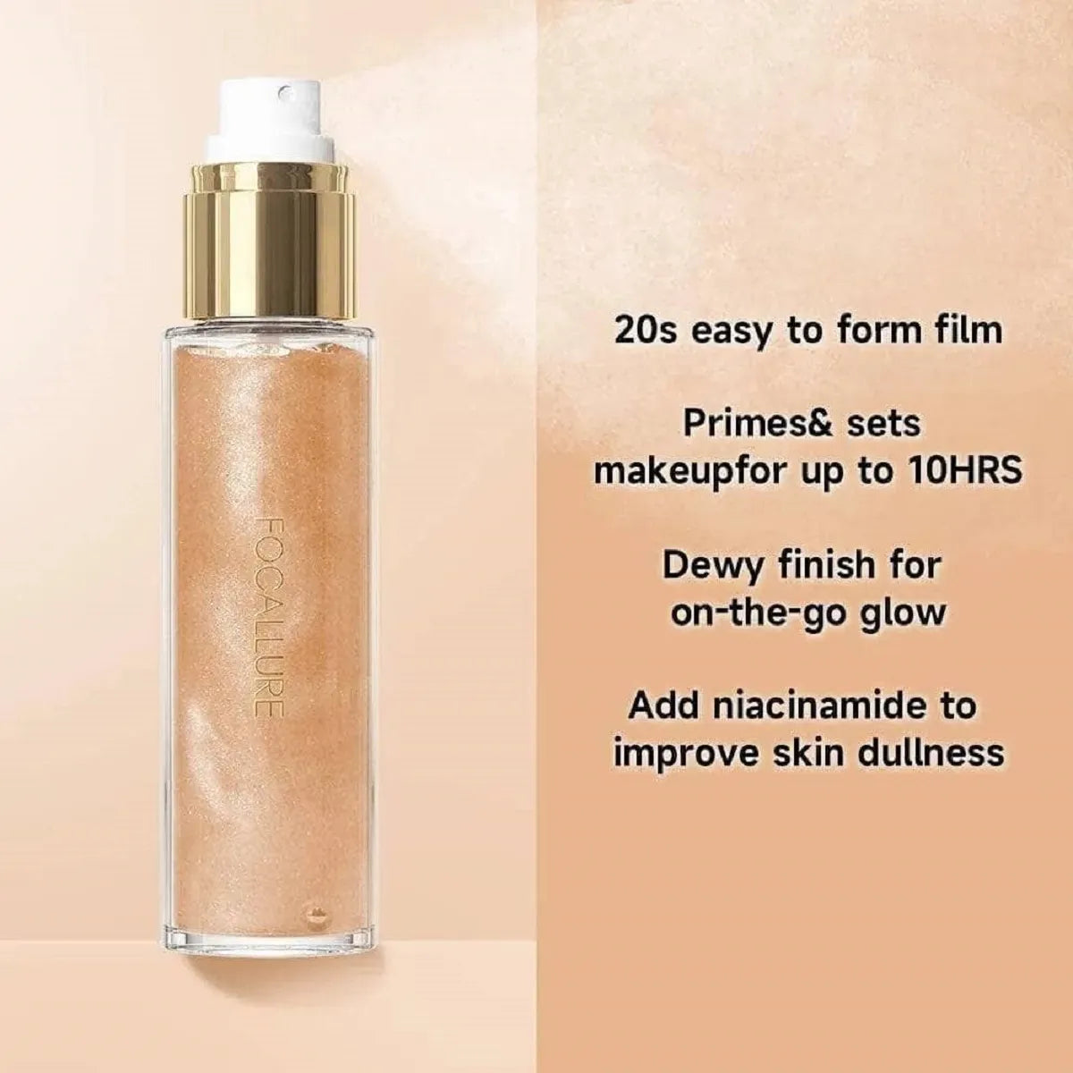 FOCALLURE Diamond Makeup Setting Spray Hydrating Primer Pearlescent Long-Lasting Oil-control Moisturizing Lock Face Cosmetics