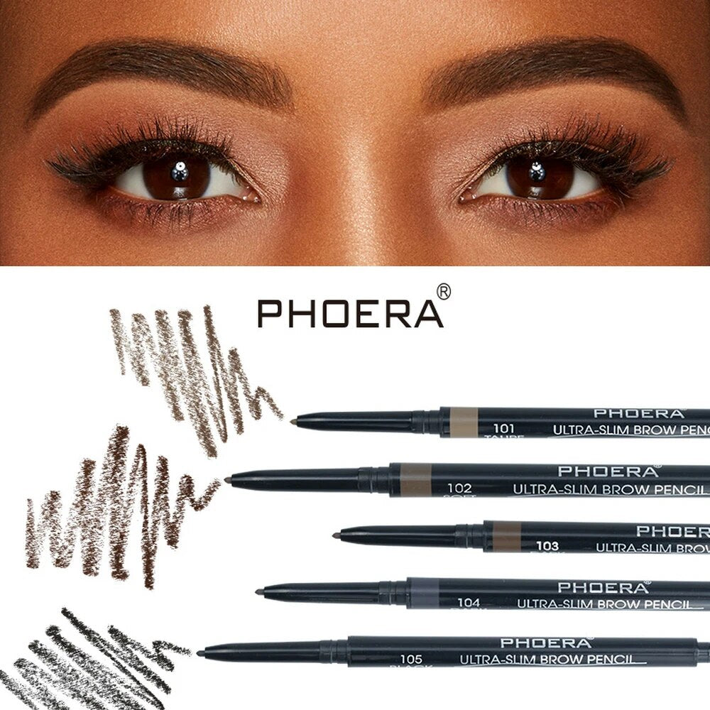 5 Color Double Ended Eyebrow Pencil Waterproof Long Lasting No Blooming Rotatable Eyebrow Tattoo Pen Makeup Brush