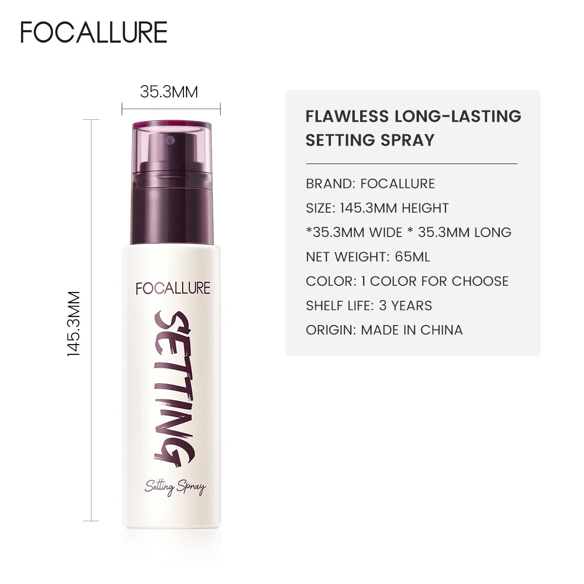 FOCALLURE Hydrating Long-lasting Setting Spray Moisturizing Lightweight Oil Control Natural Face Foundation Makeup Cosmetics