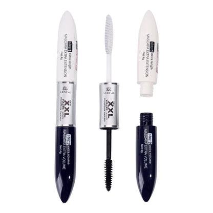 Eyes With 2 In 1 Waterproof Black Silk Fiber Lash Mascara For Double Volume Lengthening Curling Effect