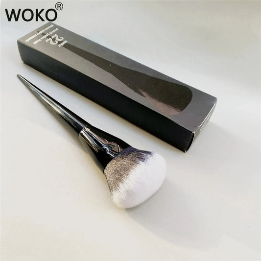 Powder Brush Blusher BLACK Vegan Pressed Powder Brush #22 - Large Round Smooth Powder Blending Makeup Brush Cosmetics Tool