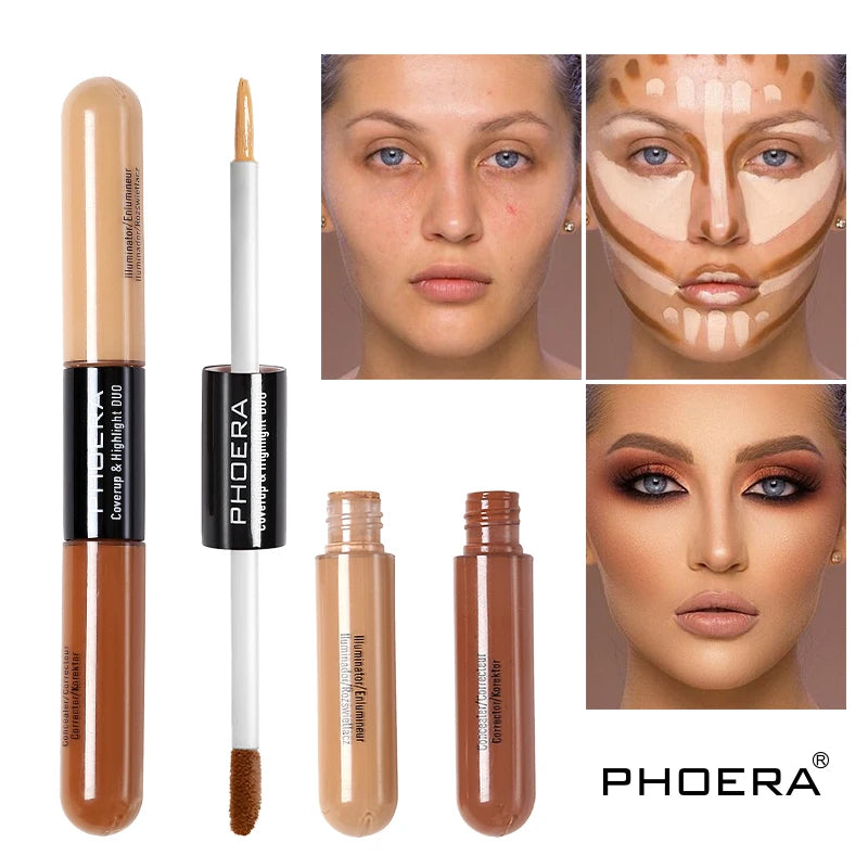 Double Head 2 Colour Concealer Cream Brighten Skin Liquid Foundation Face Contouring Corrector Cover Spot Acne Makeup Cosmetic