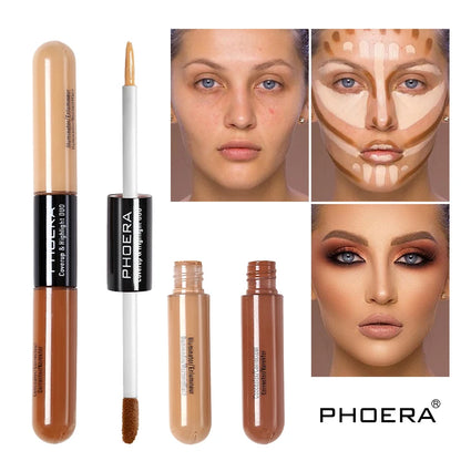 Double Head 2 Colour Concealer Cream Brighten Skin Liquid Foundation Face Contouring Corrector Cover Spot Acne Makeup Cosmetic