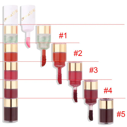 5 In 1 Non-stick Cup Lip Gloss Matte Lipstick Velvet Sexy Red Lip Tint Longlasting  Lip Oil Female Make Up Cosmetic Beauty Tools