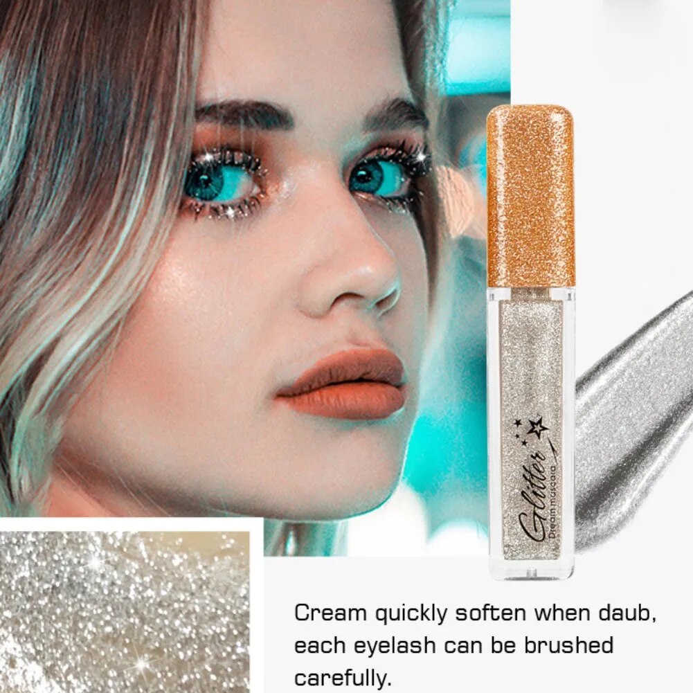 6ml Eye Mascara Glitter Sparkle Makeup Eyelashes Length Extend Maquiagem Waterproof Silk Smooth Diamond Party Club Starry Beauty