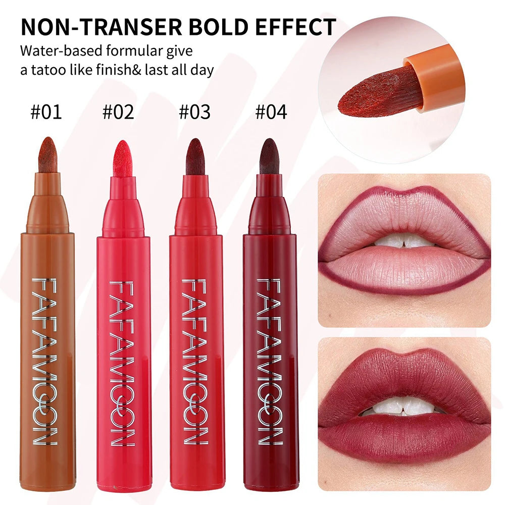 1pc Lip Stain Marker Waterproof Long Lasting Color Effect Lip Pen Sweat Proof Hydrating Non Smudge Matte Finishing Lips Makeup