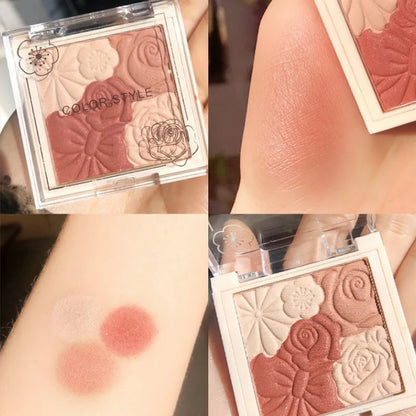 Color Flower Blush Palette Mineral Powder Red Rouge Natural Long Lasting Nude Matte Face Blush Pigmented Cheek Blusher Cosmetic