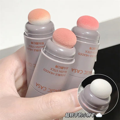 Double-ended Blush Stick Sponge Facial Blush Waterproof Brightening Face Contouring Shadow Blusher Tint Cheek Korean Cosmetics