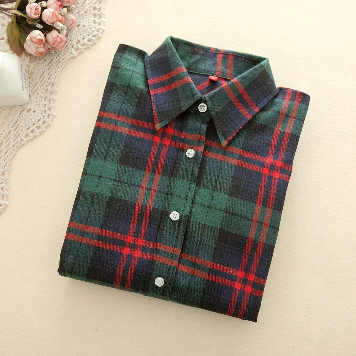 New Autumn Fashion Ladies Long Sleeve Casual Cotton Slim Plaid Shirt Women Tops And Blouses Clothing Outerwear