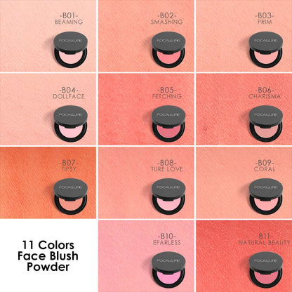 FOCALLURE 16 Colors Matte Blush Waterproof Longlasting Minerals Peach Blusher Soft Smooth Face Powder Palette Makeup Cosmetics