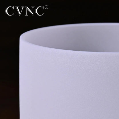 CVNC 12 Inch Chakra Frosted Quartz Crystal Singing Bowl for Sound Healing Energy Balance with Free O-ring&Mallet