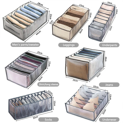 IVYSHION Underwear Storage Box Closet Wardrobe Clothes Compartment Boxes Drawer Jeans Socks Separation Organizer Pants Storage