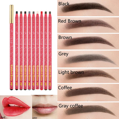 Long Lasting Waterproof  Eyebrow Pencils Peel Off  Red Lip Pencil Set For Microblading Permanent Makeup Pen Eye Liner Gel Pen