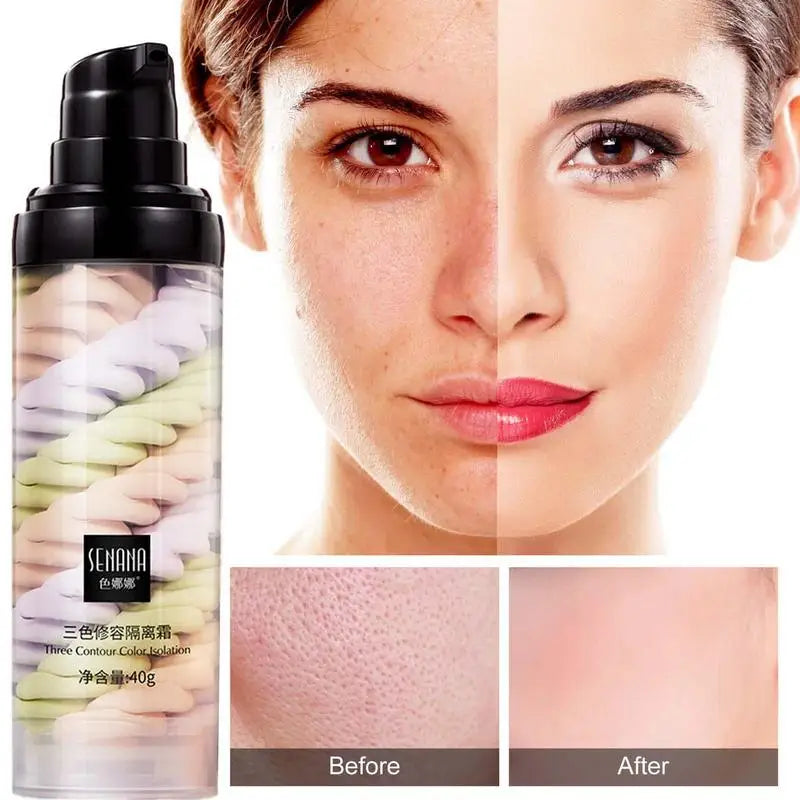 Three Colors Liquid Concealer Mixed Isolation Lotion Face Makeup Primer Base Isolation Cream Invisible Pore Concealer Foundation