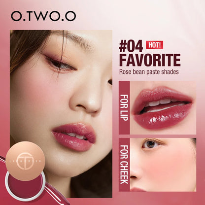 O.TWO.O Lip Gloss Lip Balm 6 Colors Plumping Nourish Hydrate with Vitamin E Moisturizer Dual-use For Lip & Cheek Makeup Lip Tint