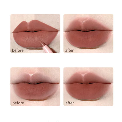 3D Matte Lip Liner Pen Waterproof Lasting Lips Contouring Pencil Velvet Milk Smooth Nude Makeup Lipstick Thin Tube Lip Tint