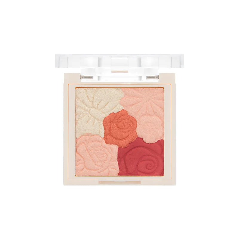 Color Flower Blush Palette Mineral Powder Red Rouge Natural Long Lasting Nude Matte Face Blush Pigmented Cheek Blusher Cosmetic