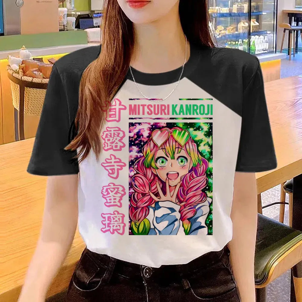 Demon Slayer Kanroji Mitsuri Tee women Y2K tshirt female streetwear funny Japanese clothing