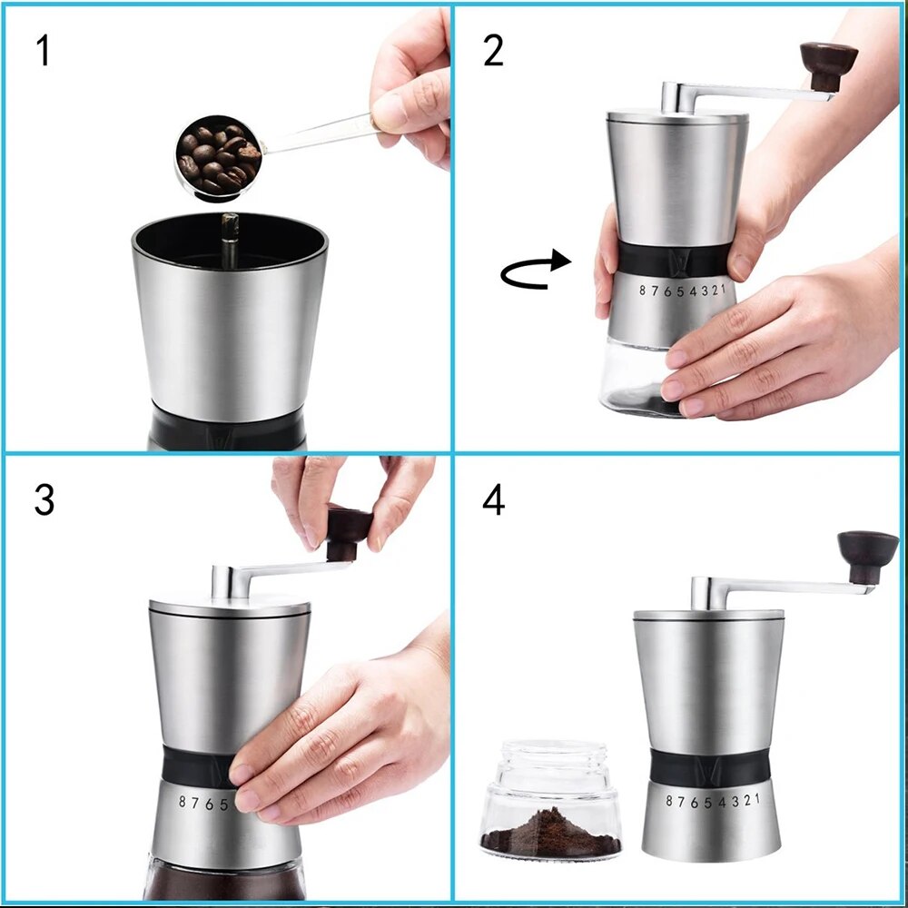 New 75g Coffee Grinder Manual Stainless Steel Coffee Grinder Coarse Grinding Ceramic Mechanism Coffe Mill Coffee Tools