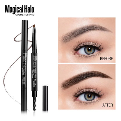 Double Head Black Eyebrow Pencil Ultra Slim Triangle Precise Brow Pen Definer Long Lasting Waterproof Smudge Brow Pencil Tint