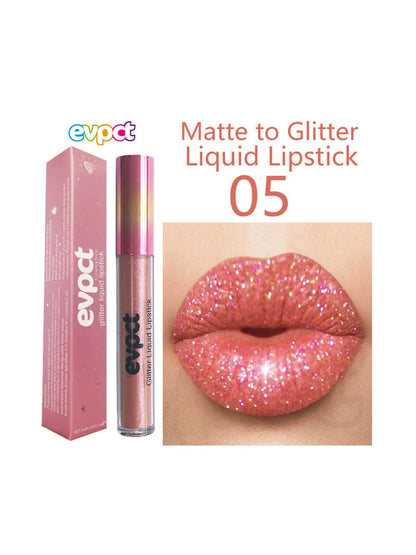 Diamond Glitter Lip Gloss Matte-changing Waterproof Lasting Shimmer Shiny Illusion Natural Liquid Lipstick Lips Makeup Cosmetic