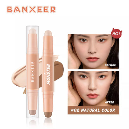 BANXEER Bronzer Contour Stick Highlight Waterproof Matte Concealer Pen Cosmetics Double Head Shadow Contouring Makeup