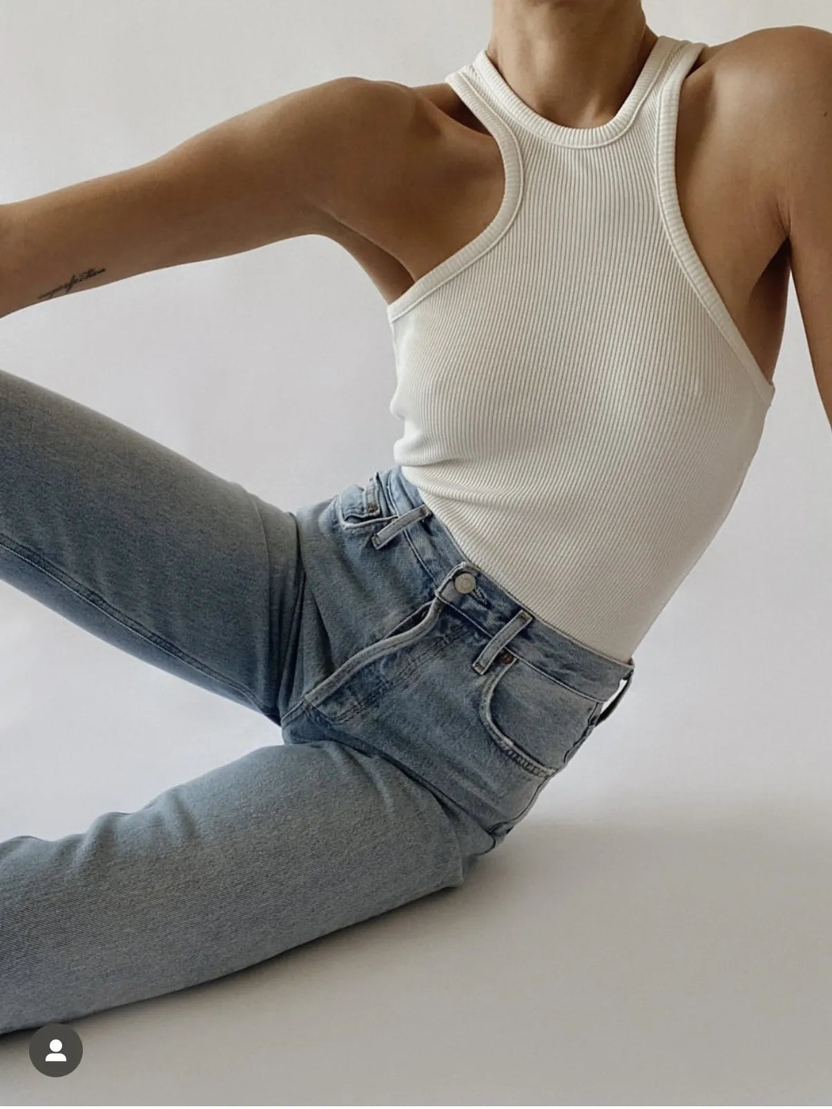 Women High waisted denim pants fashion casual Straight jeans