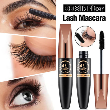 Waterproof Anti-sweat Mascara Lengthens Eyelashes Extension Black Silk Fiber Mascara Female Non-smudge Mascara Makeup Cosmetic