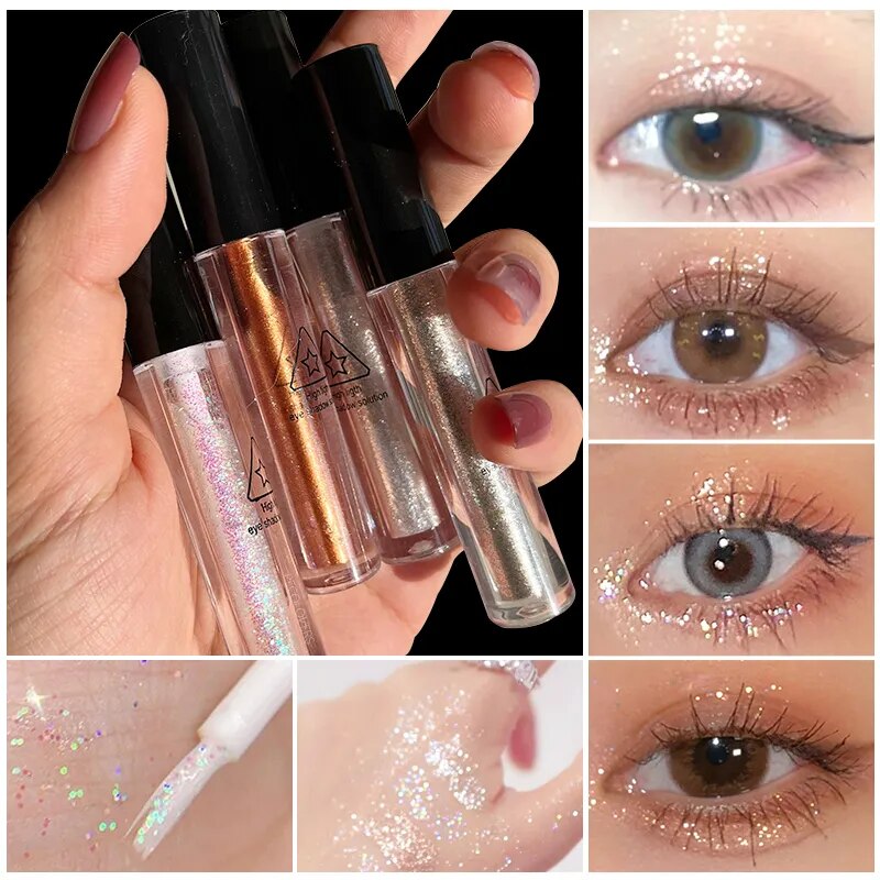 Glitter Eyeliner Diamond Shimmer and Shiny Waterproof Liquid Eyeshadow Makeup Metallic Eyeliner Pen Eye Beauty Party Makeup