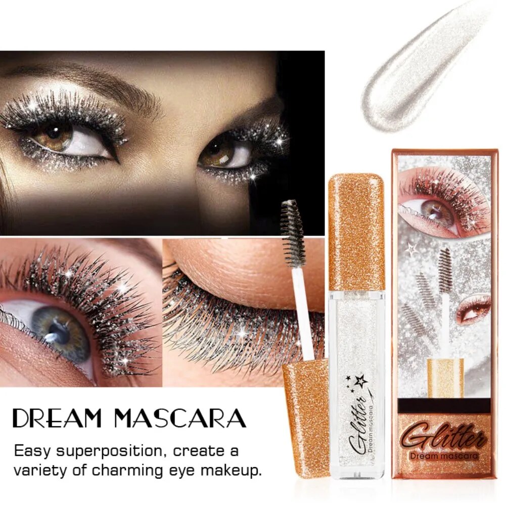 6ml Eye Mascara Glitter Sparkle Makeup Eyelashes Length Extend Maquiagem Waterproof Silk Smooth Diamond Party Club Starry Beauty