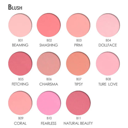 FOCALLURE 16 Colors Matte Blush Waterproof Longlasting Minerals Peach Blusher Soft Smooth Face Powder Palette Makeup Cosmetics