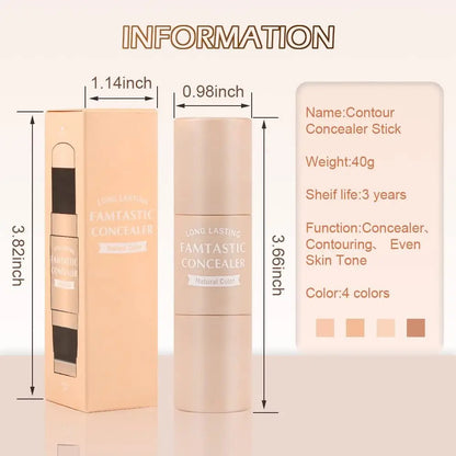 Concealer Stick Contour Neutral Makeup Smoother Moisturizing Concealer Highlighter Stick Double Head with Brush