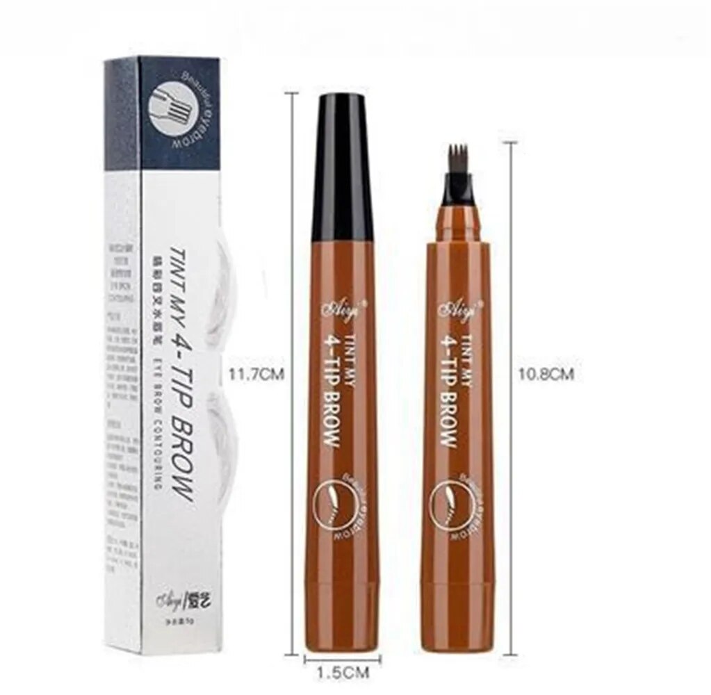 3D Liquid Eyebrow Pencil Lasting 4 Forks Waterproof Anti-Sweat Non-Fading Color Simulation Eyebrow Hair Makeup Women's Cosmetics