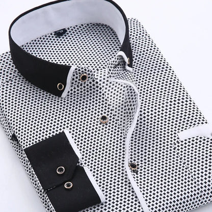 Big Size 4XL Men Dress Shirt 2023 New Arrival Long Sleeve Slim Fit Button Down Collar High Quality Printed Business Shirts MCL18