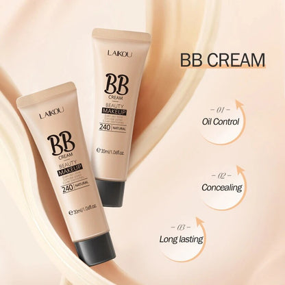 BB Cream Face Coverage Liquid Foundation Concealer Skin-Nourishing Long-lasting Oil Control Base Makeup Face Lighten Cosmetic