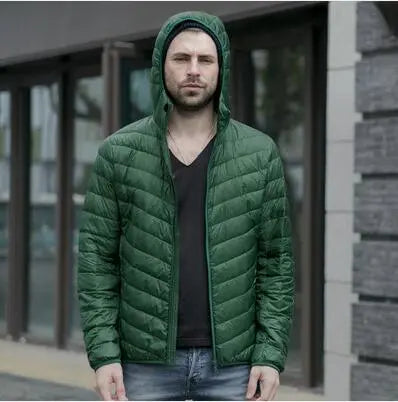 New autumn winter ultra thin duck down men jacket  XXXL hooded jacket for men fashion mens Outerwear coat